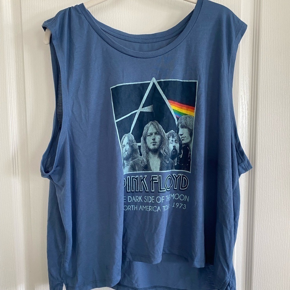 Pink Floyd Dark Side of The Moon Graphic Tank Top Womens 2X XXL Blue Rock Band